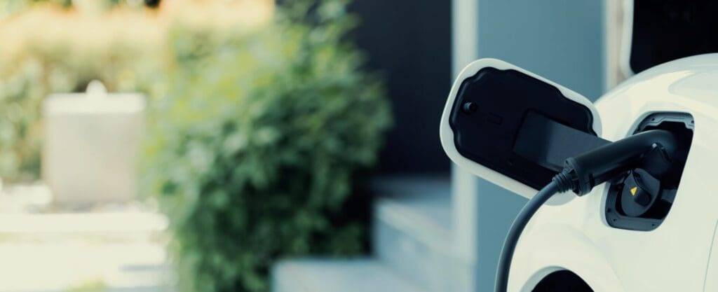 A close up of a parking meter with bushes in the background