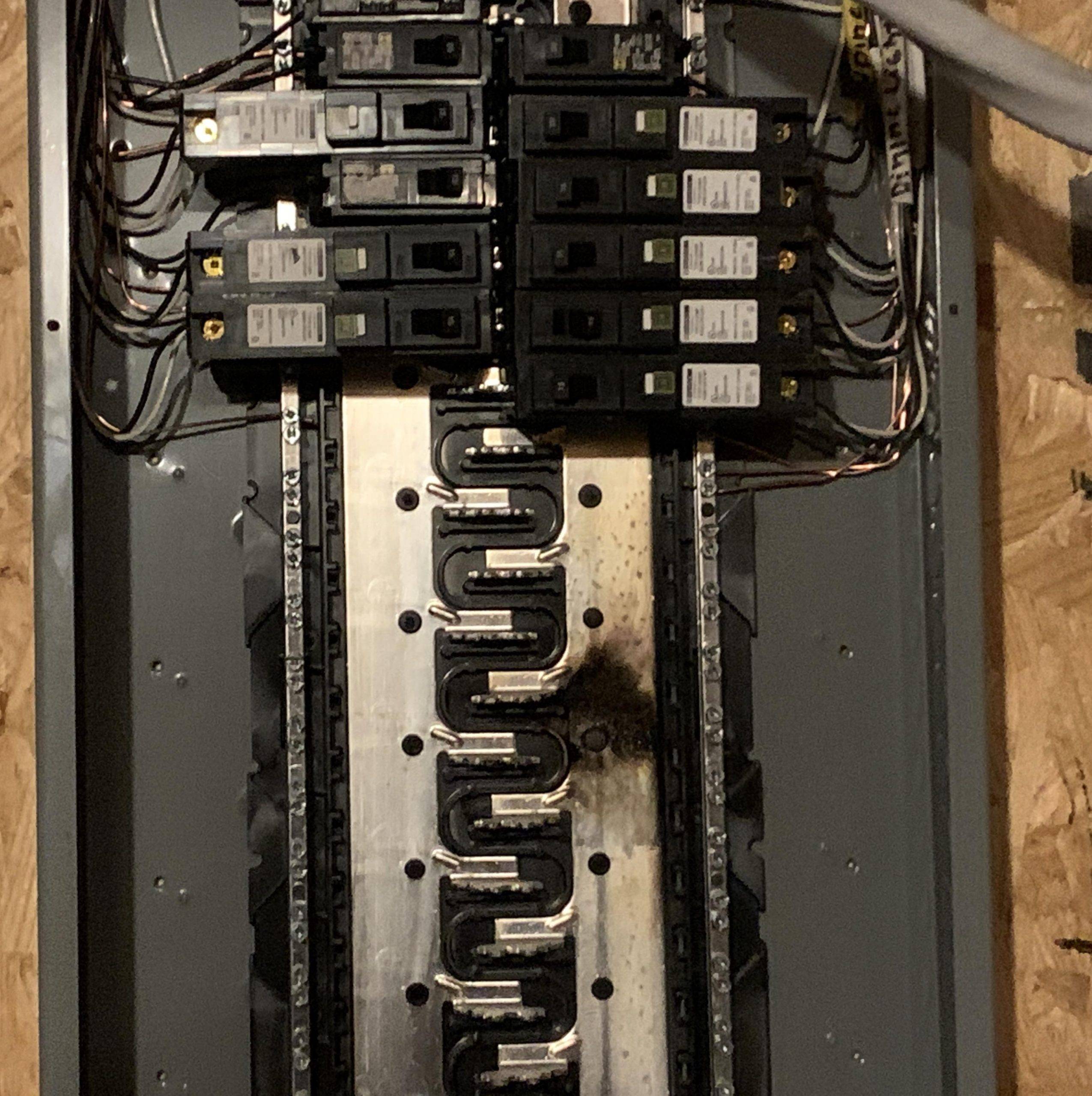 burned up electrical panel